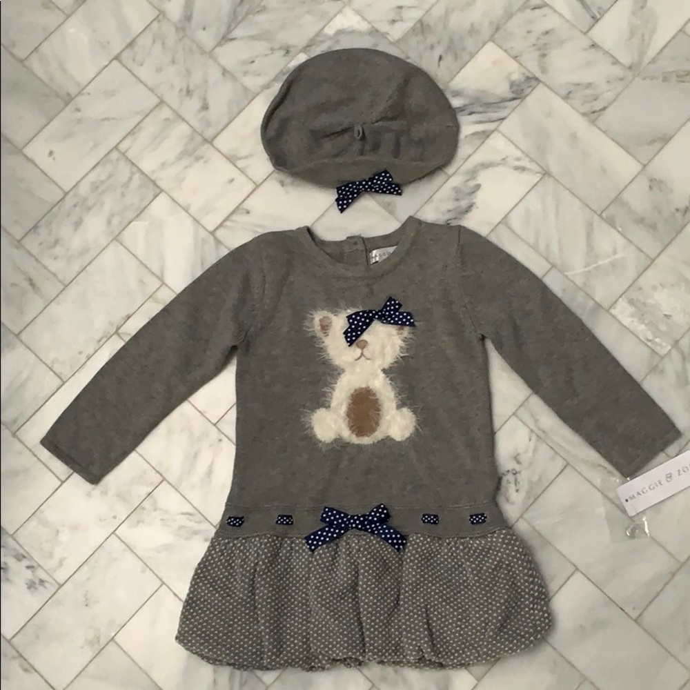 Girls Sweater dress with matching beret